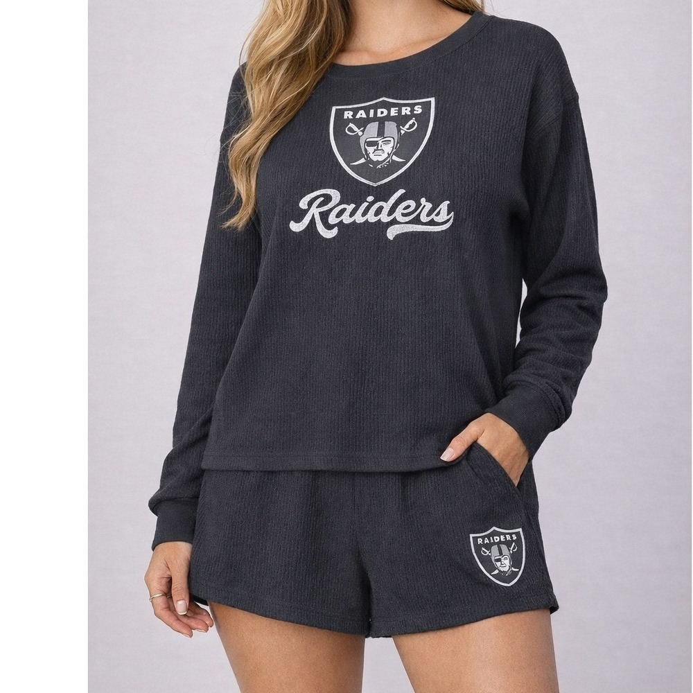WEAR by Erin Andrews Las‎ Vegas Raiders Waffle Knit Lounge Set NWT XL
